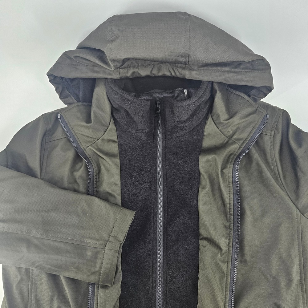 Calvin Klein Mens Olive Green Hooded Softshell Jacket Fleece Trim Medium